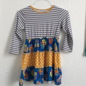 Owl pattern sunshine swing dress